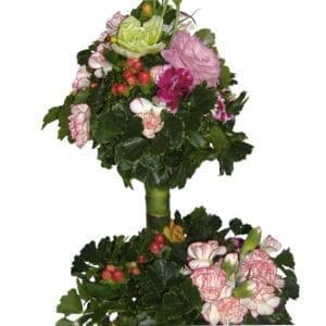 Flower garden mixed basket, close up
