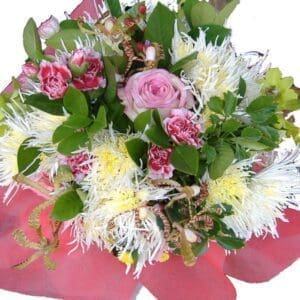 Bouquet of mixed seasonal flowers, close up