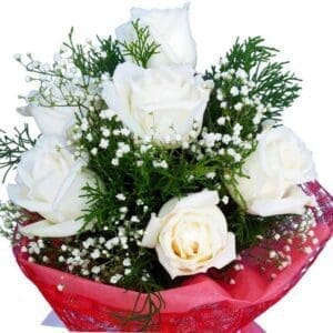 White Roses in a bouquet, close up